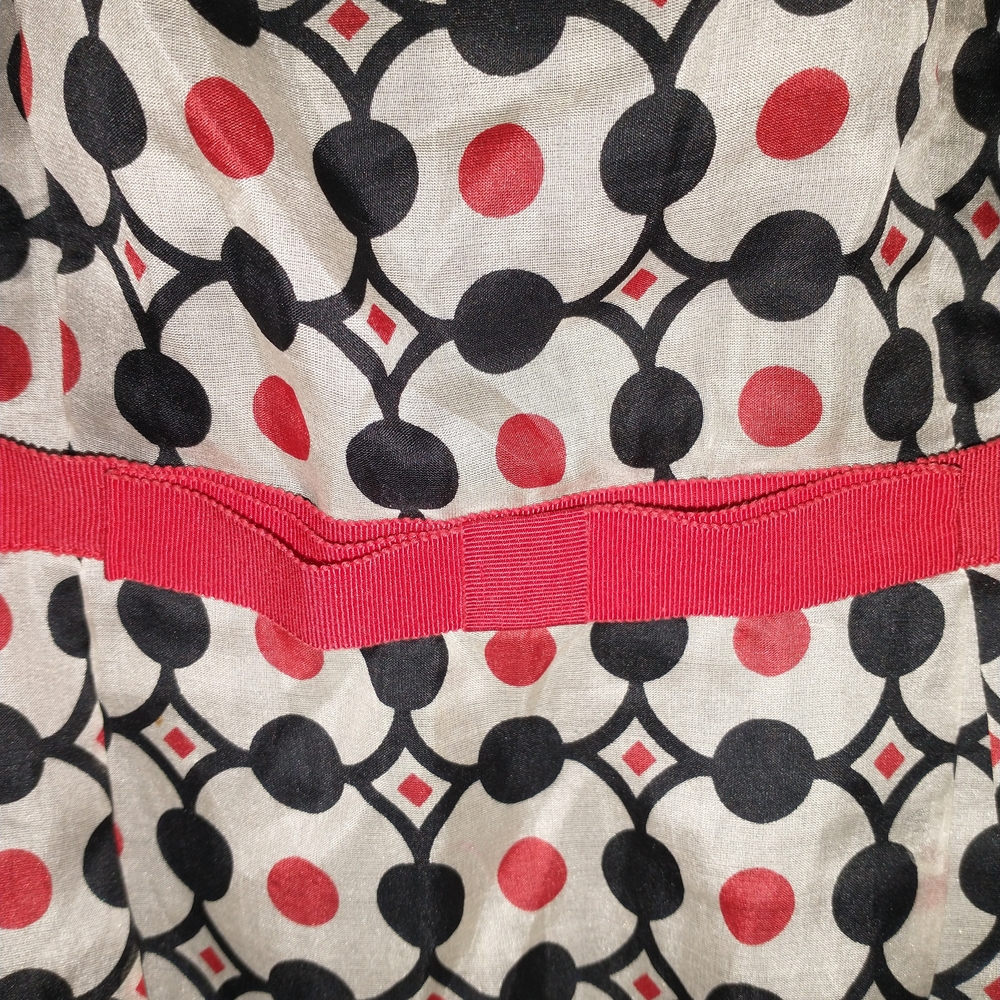 Anna Sui Stylish 100%silk Lined Dress with Red and Black Pattern - Picture 4 of 11